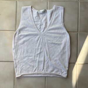 Beige Sleeveless V-Neck Sweater Vest Top